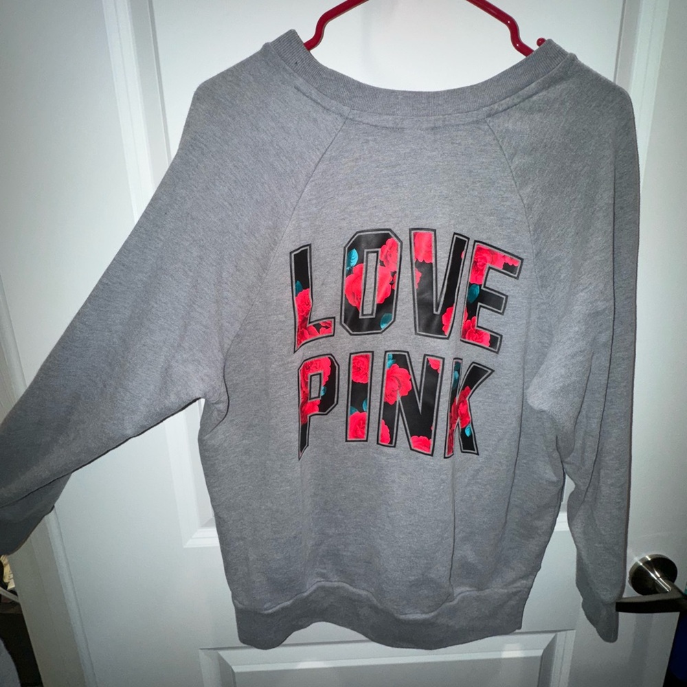 Love PINK grey and red rose sweat suit set - Picture 2 of 10